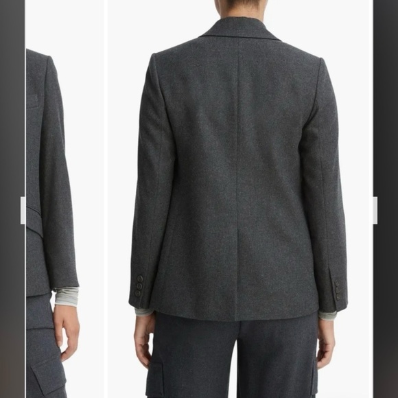Vince One-Button Wool Blend Blazer in Heather Charcoal Size 2 - Picture 2 of 9